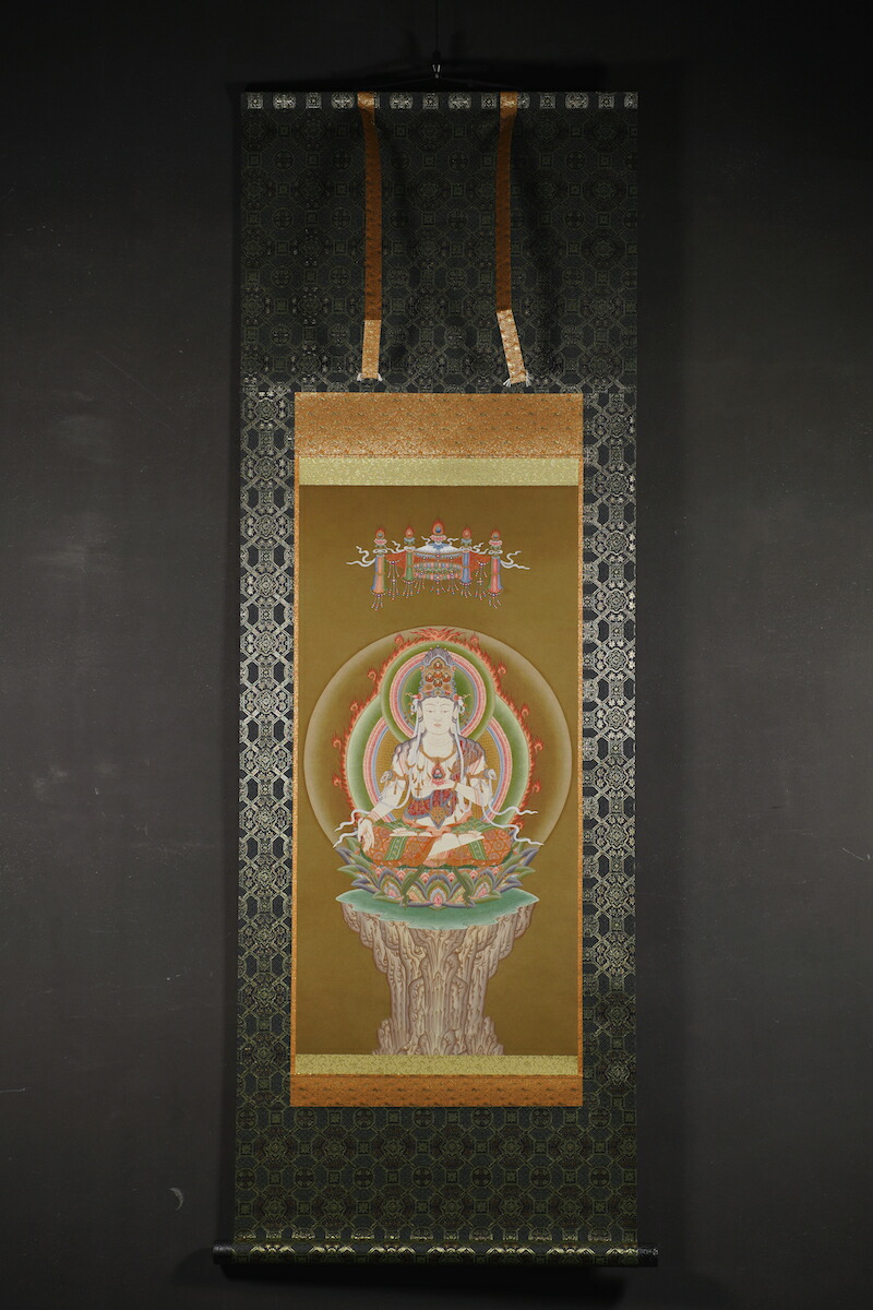 楽天市場】【送料無料】 観音菩薩 仏画掛け軸 半切サイズ : ビッグ