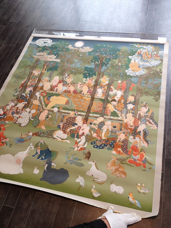 楽天市場】高級肉筆仏画 釈迦涅槃図 一点もの : 仏像仏画