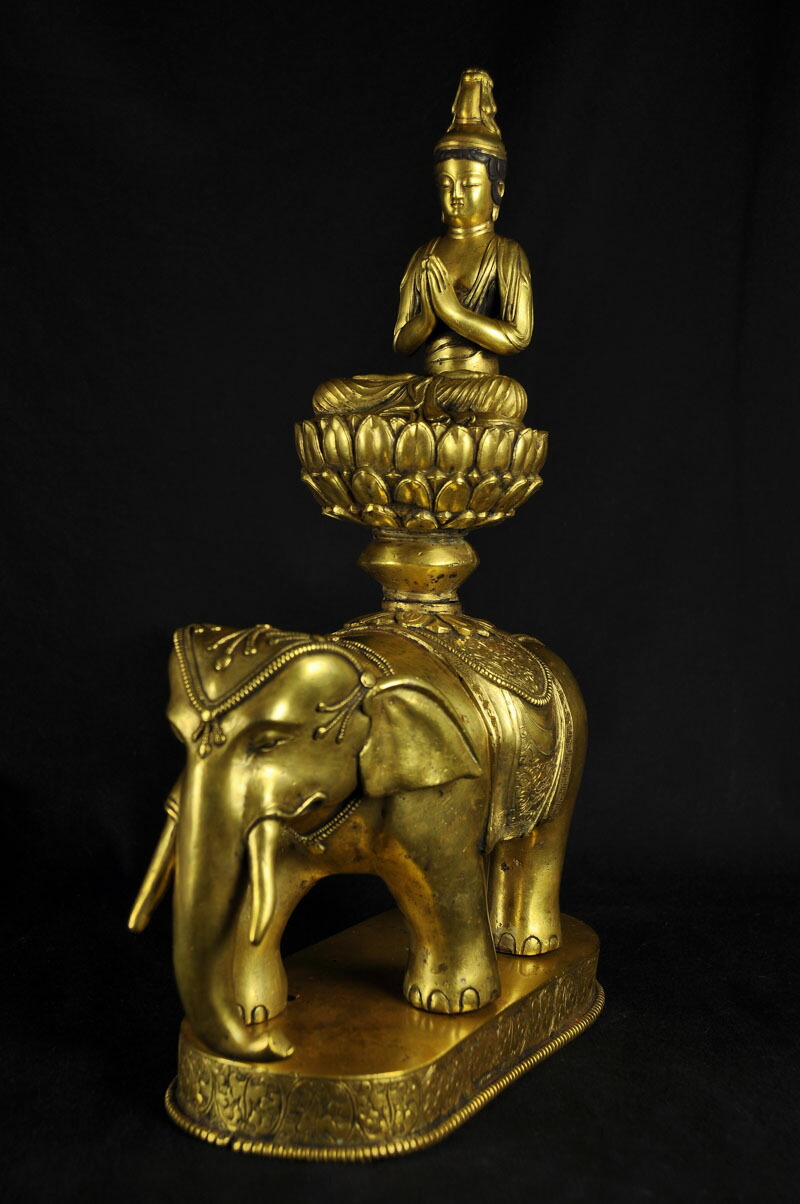 高岡の仏像 普賢菩薩 普賢菩薩 - 総高14.5cm 銅製 高岡銅器 仏像 銅器 仏像 普賢菩薩