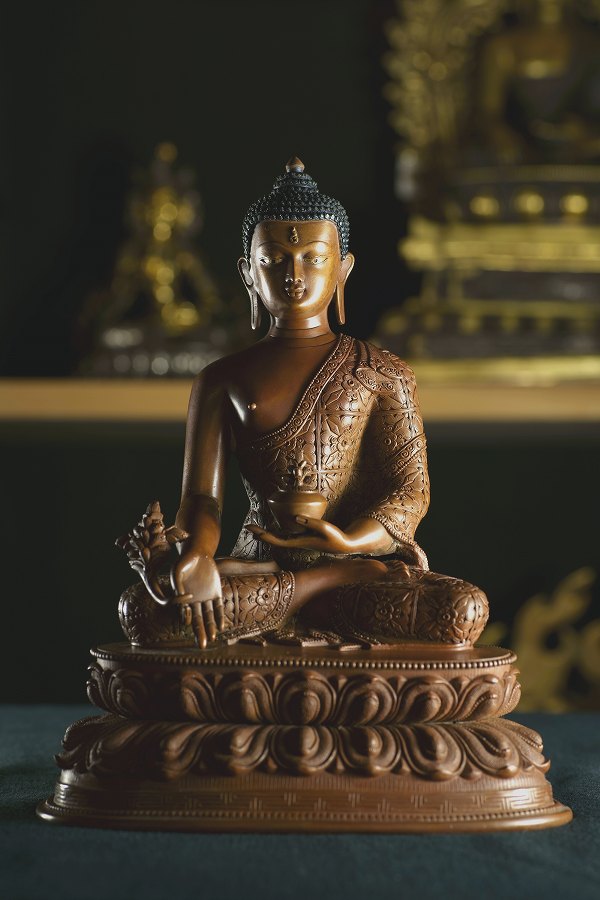 薬師如来 銅造彫金仕上