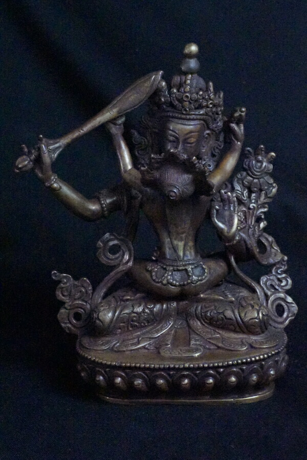 文殊シャクティ(歓喜仏)銅造鍍金彫金仕上げ