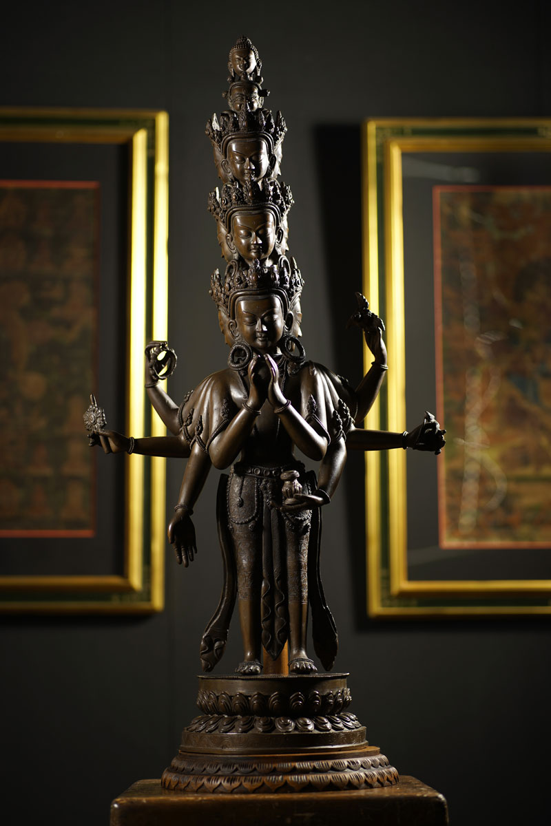 仏教美術 白銅 小型 細密細工 千手観音像 仏像 H4.5㎝ 仏教美術 白銅 小型 細密細工 千手観音像 仏像 H4.5㎝