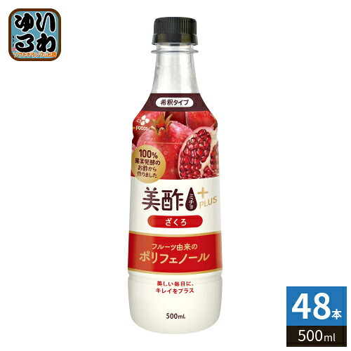 CJジャパン 美酢 ミチョ プラス ざくろ 500ml プラスチックボトル 48本 (24本入&times;2 まとめ買い) 酢飲料 希釈用 お酢 果実酢｜いわゆるソフトドリンクのお店