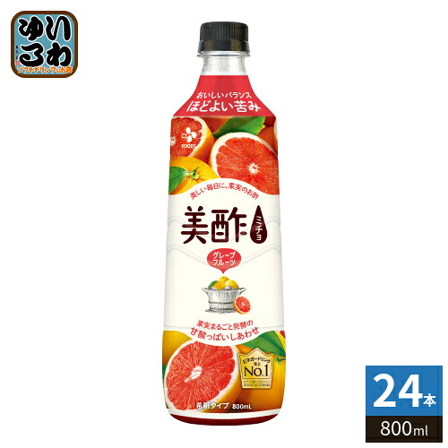 CJジャパン 美酢 ミチョ グレープフルーツ 800ml プラスチックボトル 24本 (12本入×2 まとめ買い) 酢飲料 希釈用 お酢 果実酢