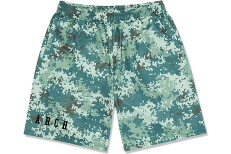 【★25％OFF★】Arch[アーチ] Arch overlap camo shorts / アーチ オーバーラップ カモ ショーツ【B124-104】（Arch アーチ メンズ ユニセックス バスケットボール ショーツ スモーキーグリーン）