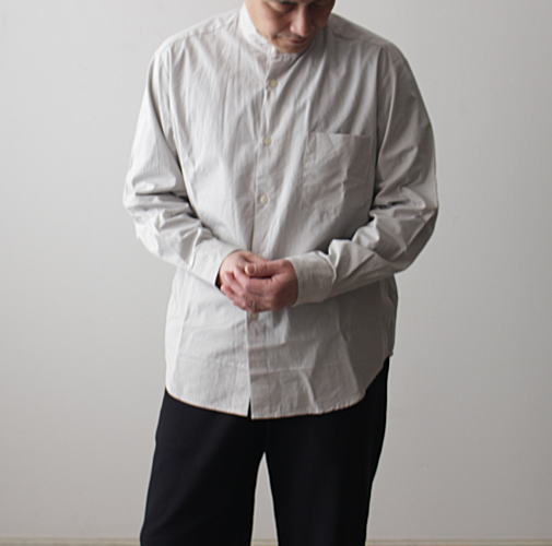 MANUAL ALPHABET(マニュアルアルファベット) BROAD CLOTH LOOSE FIT BC SHT ブロードクロス ルーズフィット バンドカラーシャツ|natural standard