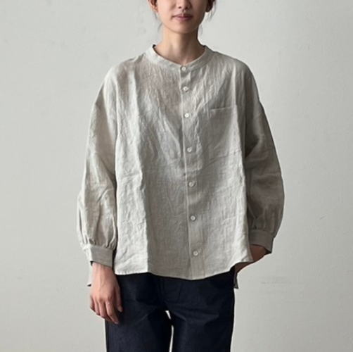 楽天市場】Linenya（リネンヤ）スタンドカラーリネンブラウス