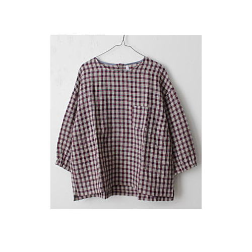 クリップタブ Clip. tabコットンリネン先染めチェックミディスタンドシャツ