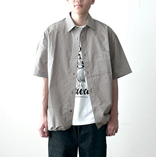 SLICK(スリック)Mini Check Drastring Regular Collar Shirt ミニチェックドローストリング レギュラーカラーシャツ