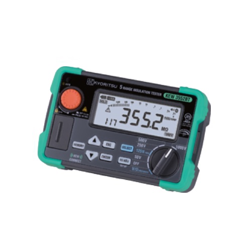 【ポイント10倍】 共立電気計器 KYORITSU 絶縁抵抗計 KEW3552BT 業界最速測定スピード 絶縁抵抗測定全6レンジ Bluetooth通信機能 LCD表示 DAR/PI測定機能 LCDバックライト LED リモートスイッチ付プローブ 携帯用ケース付属｜中北電機