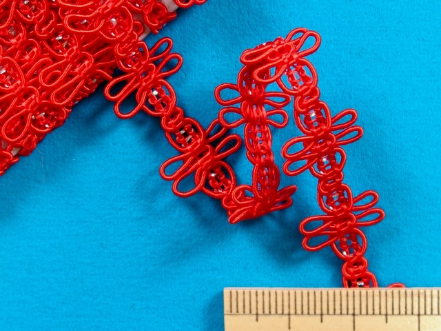 楽天市場 レーヨンブレード朱赤 ラメ １ ３ｃｍ幅 ５ｍ巻 手芸ナカムラ