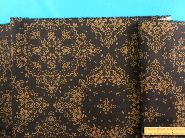 楽天市場 綿プリント生地バンダナ柄 黒 茶 １１０ｃｍ幅 ２ｍ 手芸ナカムラ