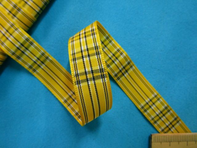 楽天市場】チェックリボン（1.5cm幅 10m巻）黒×イエロー×白