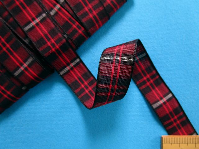 楽天市場】チェックリボン（2.5cm幅 10m巻）黒×赤×白 : 手芸ナカムラ
