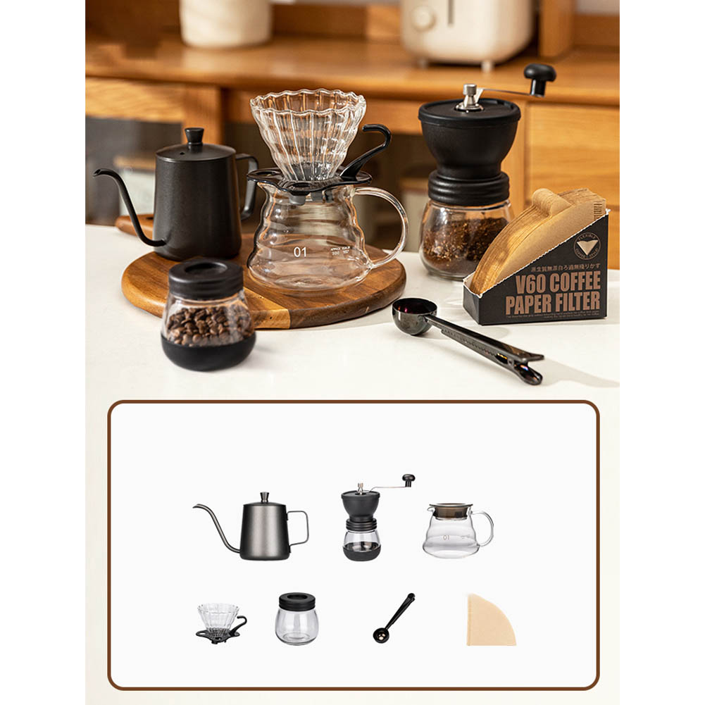 キャフェ 6点 書き割り コーヒーポット 珈琲 ドリッパー ステンレス鋼 コーヒーカラフェセット 400ml ドリッパーセット 珈琲粉砕機 珈琲サーヴァー 一般受け 湯沸かし 珈琲 1-2人用 ステンレス鋼 細口 キャフェ 湯沸かし 下唇湯沸かし