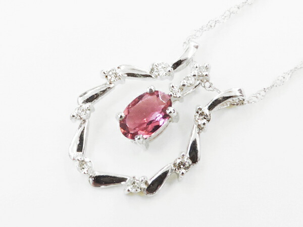 ピンクトルマリン・キュービックジルコニア　K14WGネックレス 楽天市場】K10WG (10金ホワイトゴールド) ピンクトルマリン (10月の