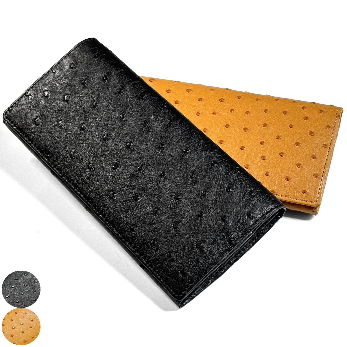 楽天市場】長財布 笹マチ 小銭入れなし 本革 駝鳥革 ダチョウ革