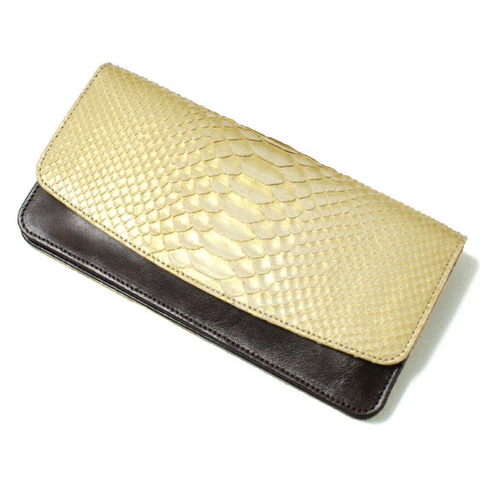 楽天市場】三つ折り財布 パイソン 財布 長財布 マチなし 薄型