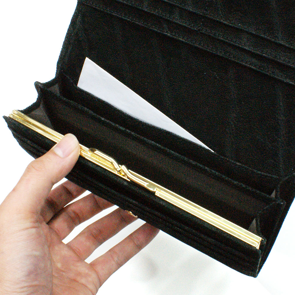 【楽天市場】がま口長財布 レディース 長財布 ガマ口財布 象革 ゾウ革 エレファント 無双仕様 本革 本皮 レザー 財布 さいふ サイフ 女性 大容量 長札 口金 日本製 ブラック 黒