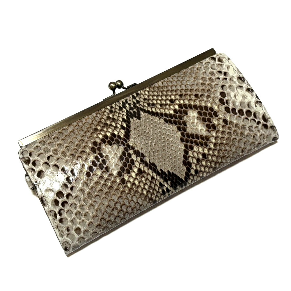 楽天市場】パイソン 財布 長財布 レディース がま口 本革 蛇革