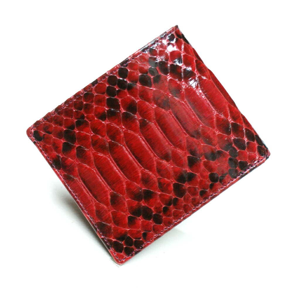 楽天市場】蛇革財布 二つ折財布 折り財布 小銭入れなし パイソン革 蛇