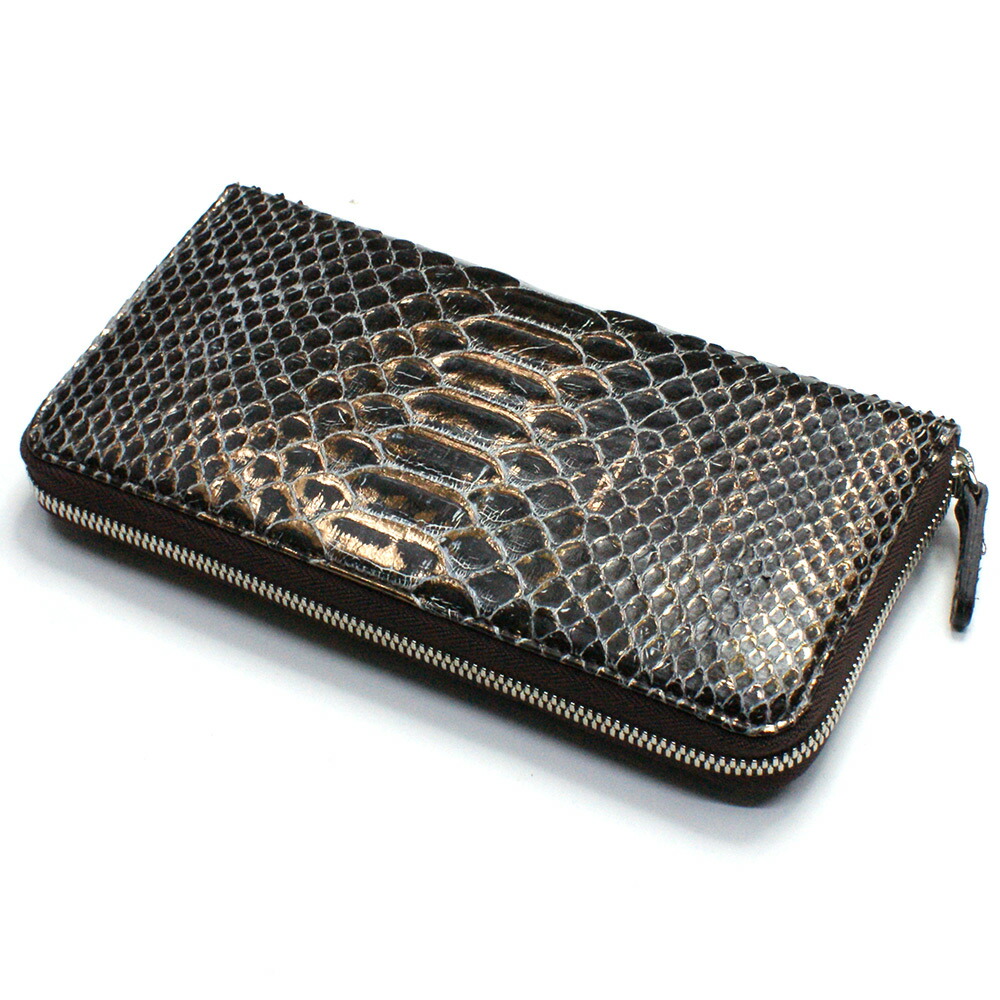 パイソン革長財布 蛇革 ラウンドファスナー ハードシェードブラック 楽天市場】ラウンドファスナー長財布 パイソン 財布 小銭入れあり