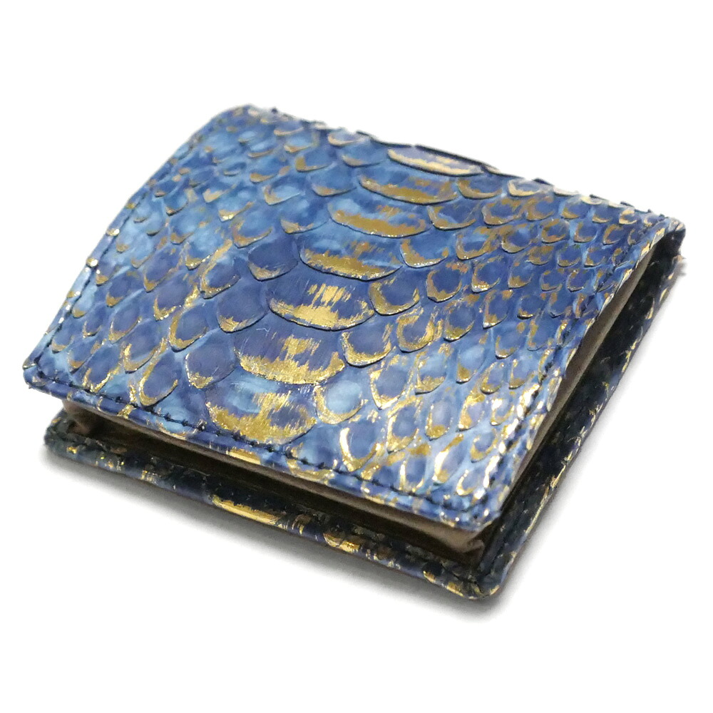 小銭入れ コインケース 本革 パイソン 財布 メンズ レディース 出しやすい ボックス型 コンパクト / ヘビ革 蛇革 ダイヤモンドパイソン リーフ 群雲染 / スナップボタン 就職 内定 祝い 誕生日 プレゼント ランキング かわいい おしゃれ ラッピング可 父の日