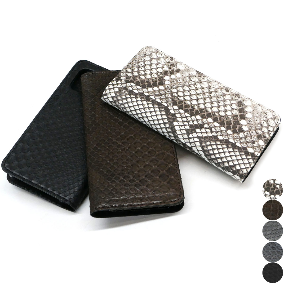 手帳型 スマホケース iPhone Galaxy 多機種対応 iPhone16 iPhone15 iPhone14 iPhone13 iPhone12 ケース 手帳型 Galaxy S23 Galaxy S24 / iPhoneケース iPhoneカバー ベルトなし ベルトレス ポケット 手帳 ３段カード収納 / 本革 モラレス パイソン マット