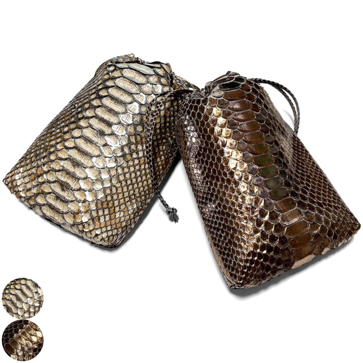 楽天市場】合切袋 巾着 /本革 パイソン革 / モラレスパイソン チョコ
