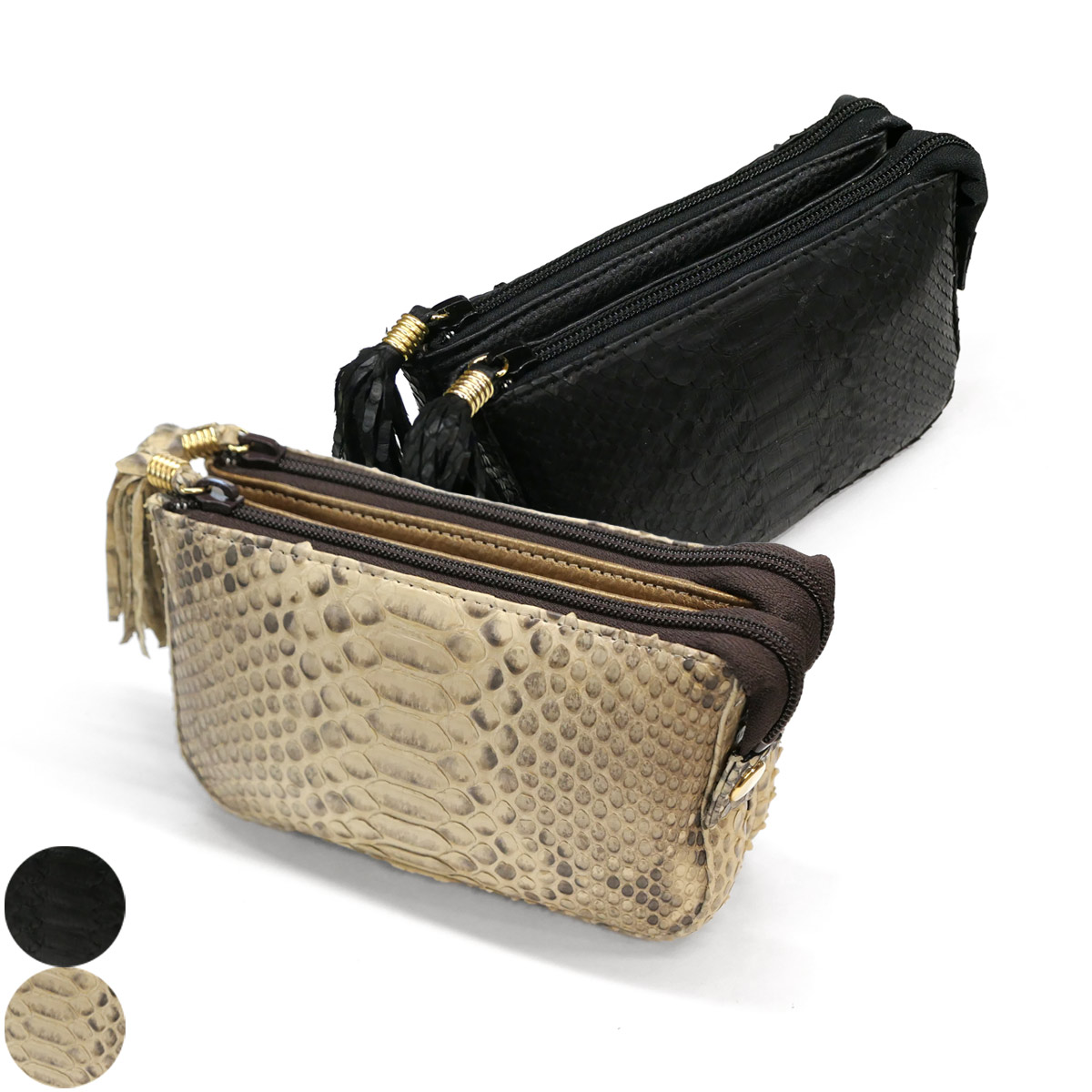 楽天市場】ダブルファスナーポーチ タッセル付き ポーチ 化粧ポーチ 本