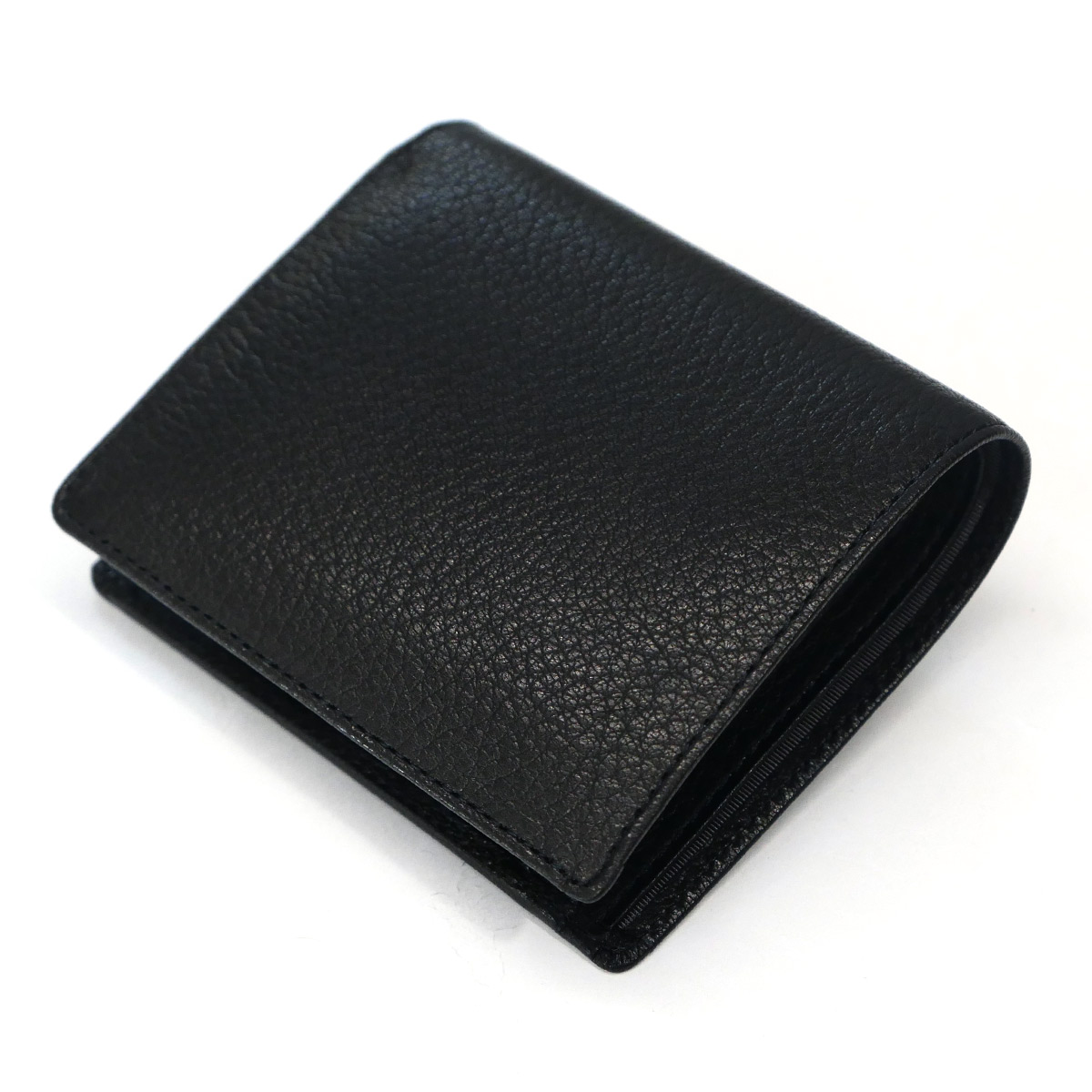 三つ折り財布 長財布 マチなし 薄型 ファスナー収納 パスポート 本革 シカ革 鹿革 ディアスキン オイル ブラック deer-oil1004-black05.jpg