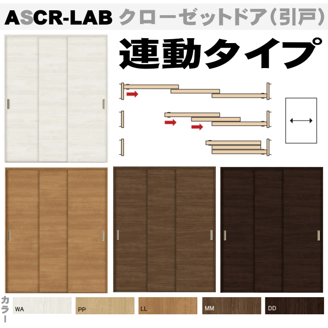 楽天市場 クローゼットドア 連動タイプ引戸 Ascr Lab リクシル ラシッサ建具 Tostem Lixil 引き戸 引戸 日曜大工 Diy 室内建具 室内扉 リフォーム 交換 おしゃれ 室内用ドア Door 窓工房 ナカサ