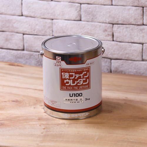 日本ペイント　１液ファインウレタン　U100　木部用下塗り　白　3Kg