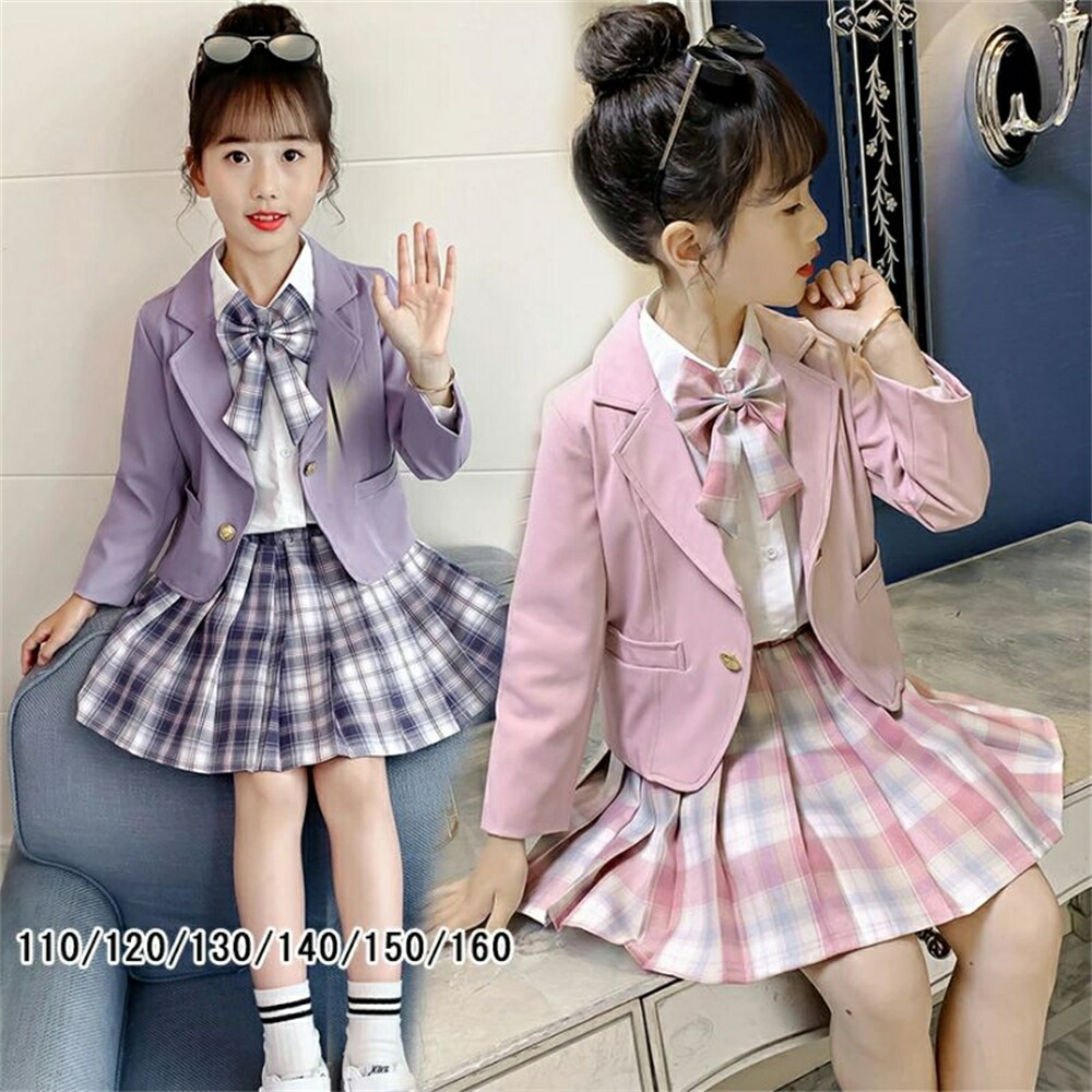 2026年最新卒業式 スーツ 入学式 入園式 女の子 韓国 子供服 卒園式 スーツ ジャケット スカート 3点 セットアップ キッズ フォーマルスーツ 子供スーツ ジュニア かわいい 学院風 卒服 卒業式 発表会 結婚式 七五三 おしゃれ 制服 チアガール キッズダンス衣装