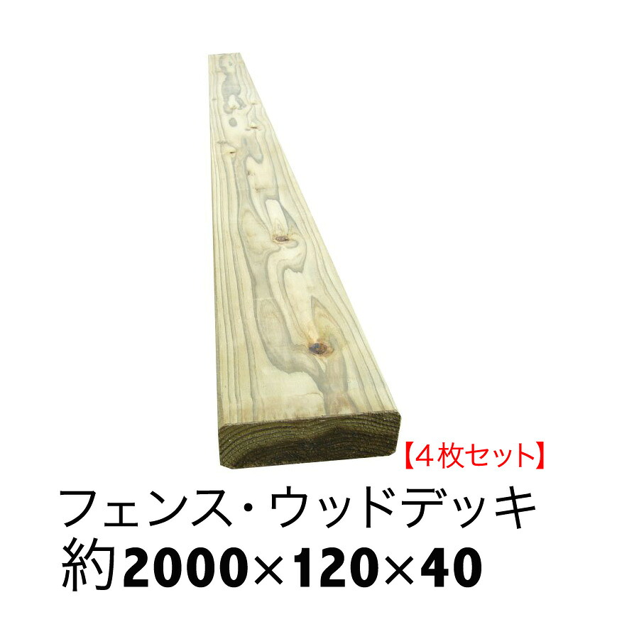 ACQ国産杉板【長さ2000mm&times;幅120mm&times;厚40mm】４枚セット【ウッドデッキ/床板/フェンス/DIY/土留め/花壇枠/プランター】｜エクステリアショップ中谷産業