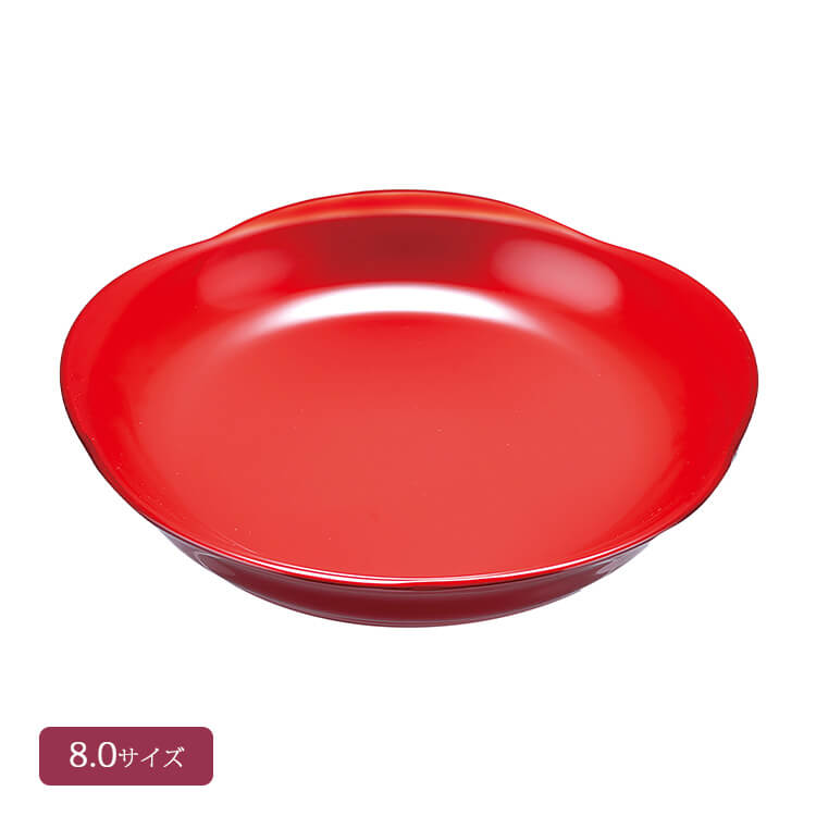 吟朱 8.0 花びら鉢(漆) 木質繊維(MDF)製 菓子鉢 菓子器 会津漆器【25-37-1】