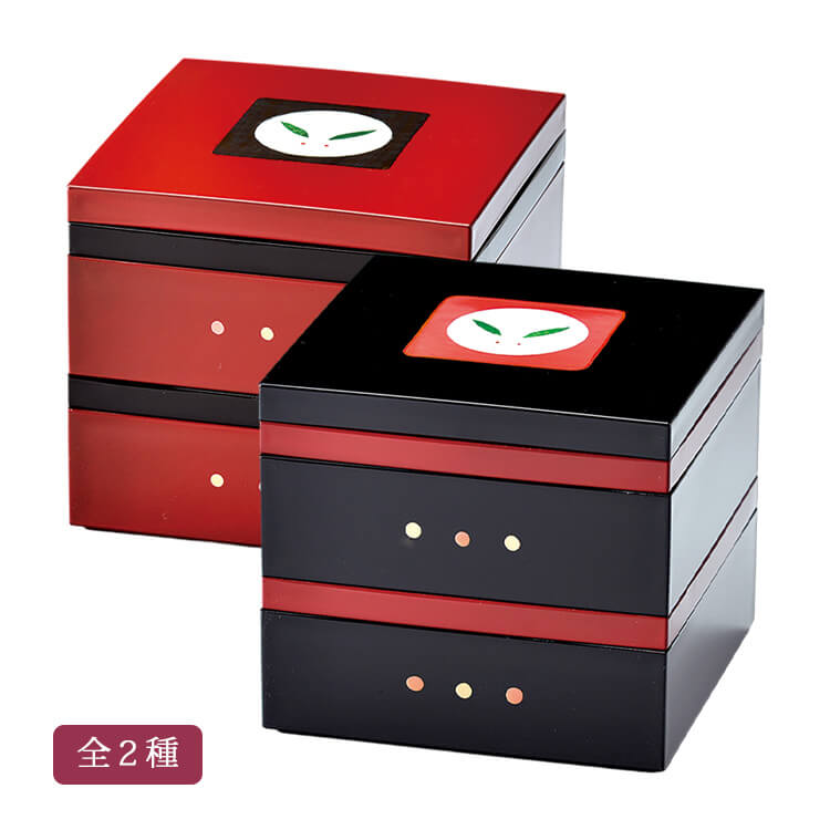 楽天市場】うさぎ唐草 6.0二段重箱 行楽オードブル 黒内朱 (7R-810