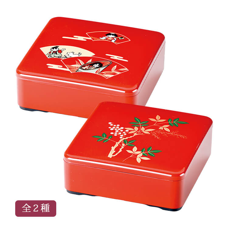 楽天市場】厄払い南天重箱朱 6.5 緑型 一段重 南天[会津漆器