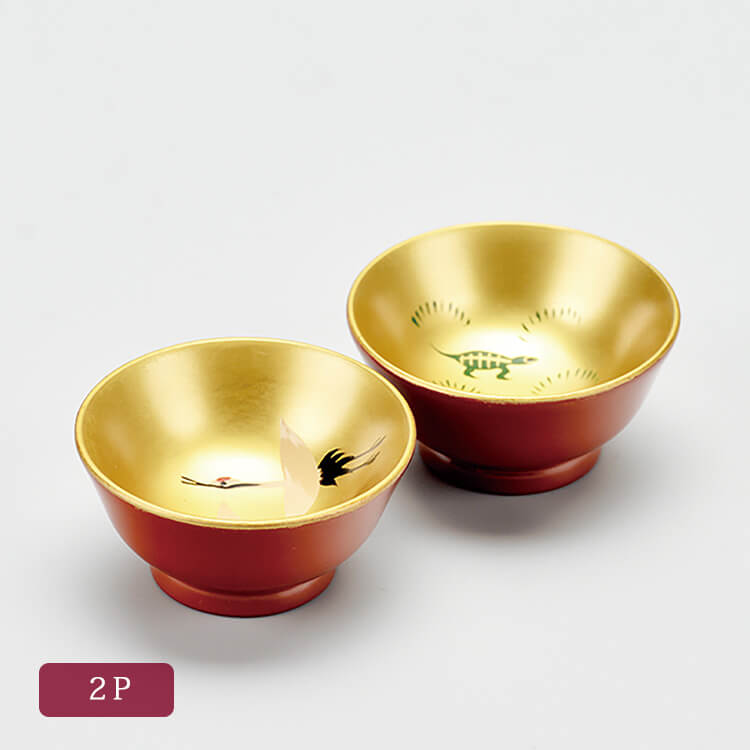 楽天市場】金地 1.8 小盃 3P 松竹梅(手描) 3客 セット 酒器 天然木製