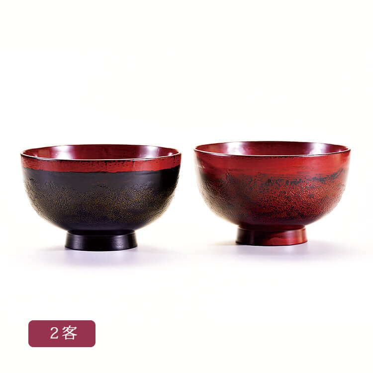 楽天市場】4.0 布袋 夫婦椀 南天(漆) 2客 セット 天然木製 汁椀 会津
