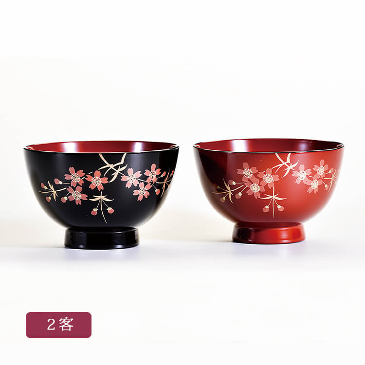 楽天市場】溜内朱/朱 中腰 夫婦椀（漆・手塗・伝統工芸品） 2客 ペア