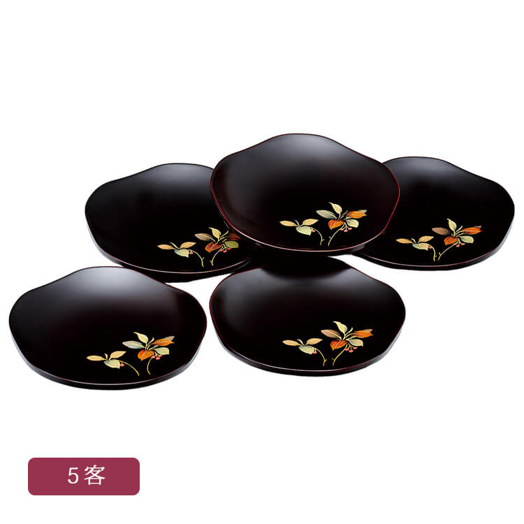総溜 5.0 雅梅皿 藪柑子 5客 セット メラミン樹脂製 ウレタン塗装 小皿 会津漆器【25-41-4】 9,442円