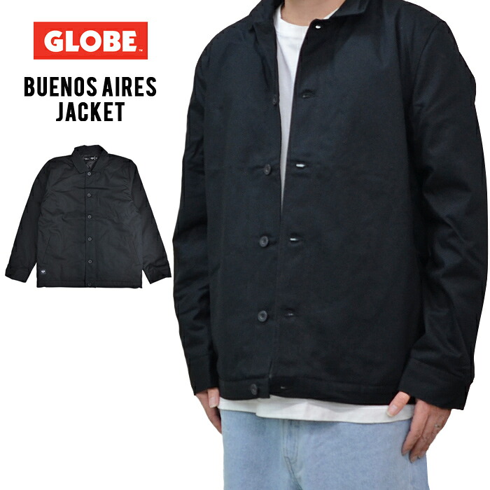 【割引クーポン配布中】 GLOBE (グローブ) ジャケット Buenos Aires Jacket ワークジャケット カバーオール アウター ブルゾン 長袖 メンズ M-XL ブラック GB02317001 【RCP】【バーゲン】