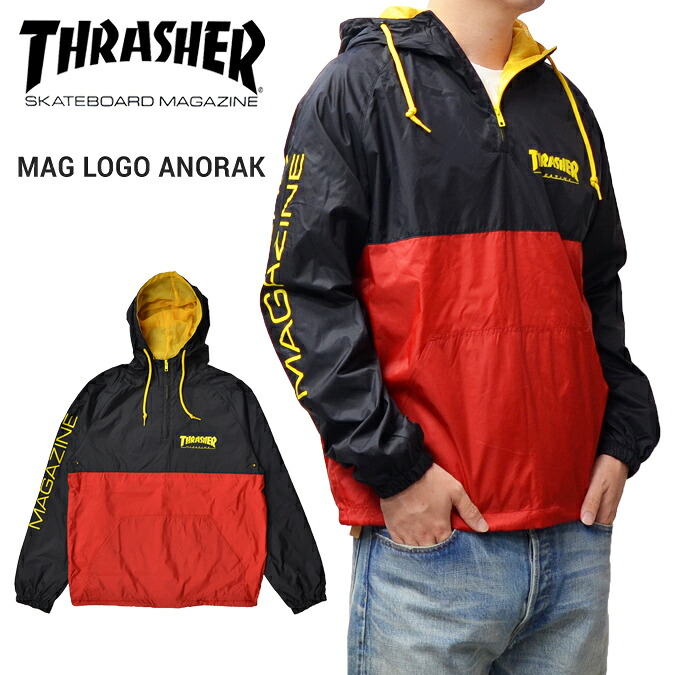 【割引クーポン配布中】 THRASHER (スラッシャー) MAG LOGO ANORAK JACKET アノラック ジャケット ナイロンジャケット プルオーバー ブルゾン メンズ ストリート スケート アウター 【バーゲン】｜NAKED-STORE
