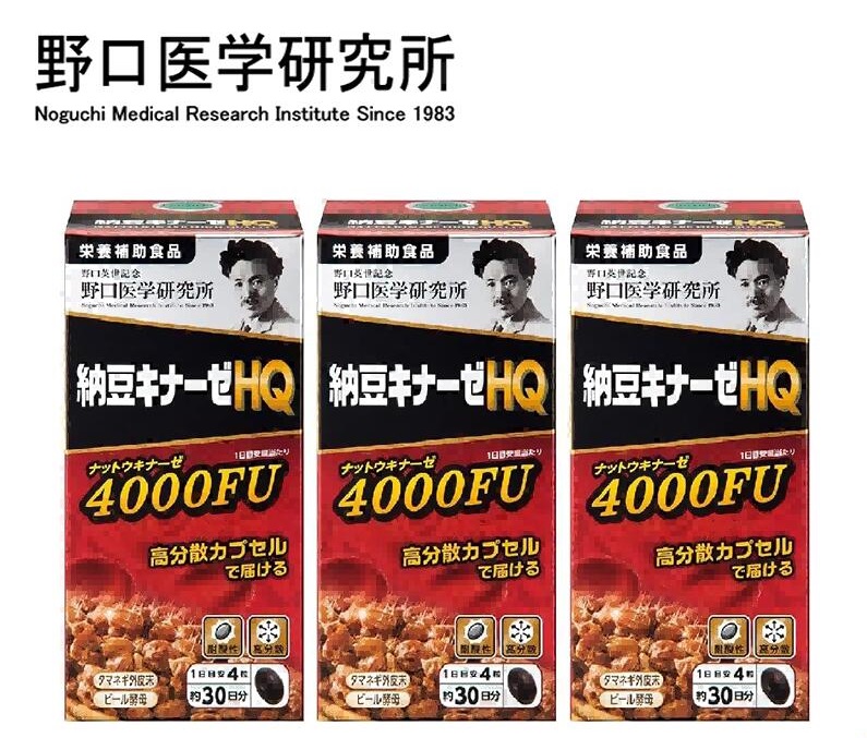 【3個】野口医学研究所 納豆 納豆菌 納豆キナーゼHQ ナットウキナーゼ 高品質・高分散 納豆キナーゼHQ 4000fu 栄養補助食品 4562193141794 送料無料