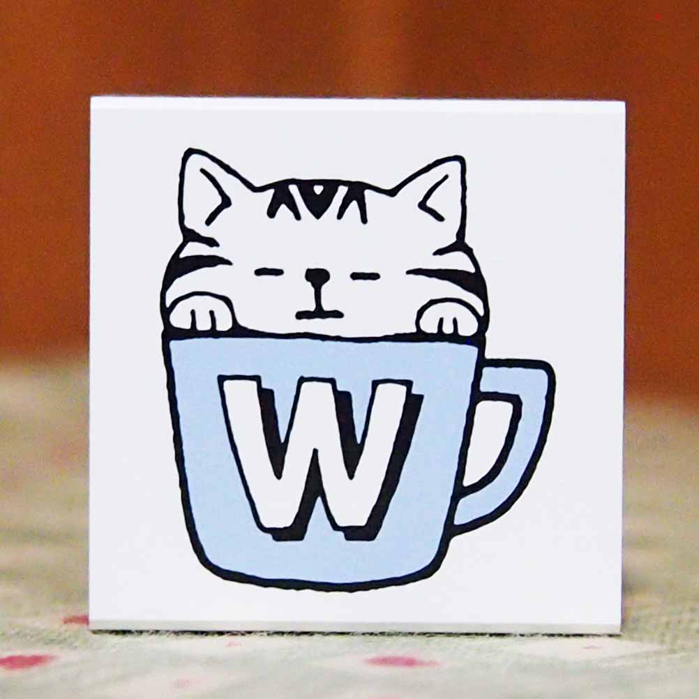 楽天市場 在庫限り もりのはんこやさんシリーズ イニシャルねこ スタンプ はんこ Stamp C 1662 517 ｗ ダブリュー ダブリュウ W サバトラ猫 アメショ ローマ字 マグ カップ コップ Cat ネコ こどものかお Kodomo No Kao メール便可 なまあずショップ楽天市場店