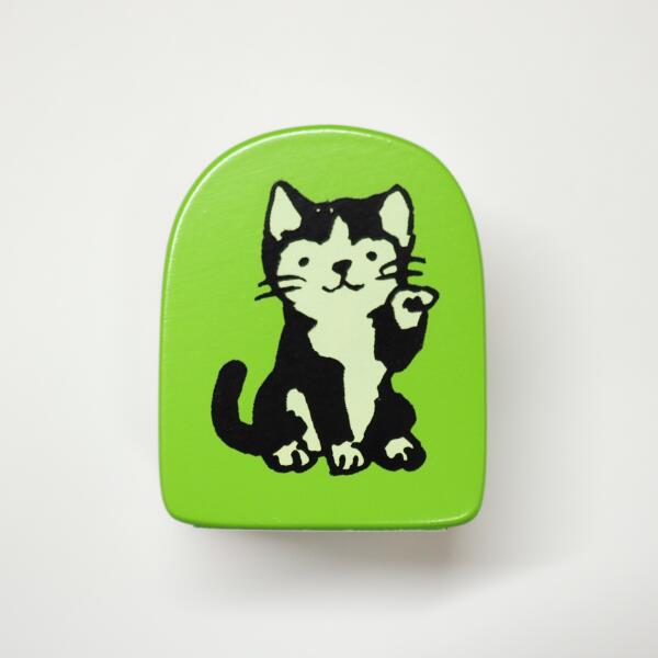 楽天市場 がなはようこのどうぶつスタンプ はんこ D 1680 0 ネコ 招き猫 招く グリーン 黄緑色 Cat ハチワレ 待つ よろしく キャット ねこ 猫 動物 アニマル Animal こどものかお Kodomo No Kao メール便可 なまあずショップ楽天市場店