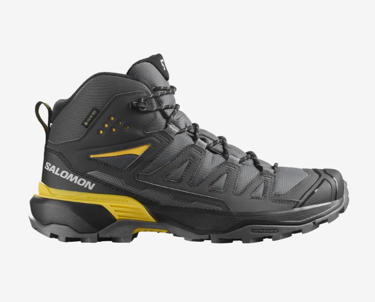 SALOMON サロモン　X ULTRA 360 MID GTX　エックスウルトラ360ミッドゴアテックス　メンズ　/軽量ハイキングシューズ　GORE-TEX　ハイキングシューズ　ベストセラー　CASTLEROCK/BLACK/SPICY MUSTARD　L47742600｜ナムチェバザール店
