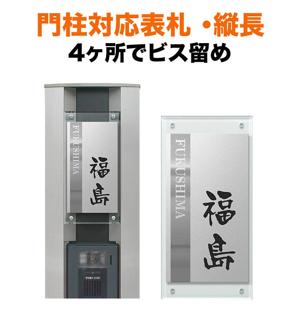 表札 四国化成 トーシン 機能門柱用 幅100×高さ200 4穴 戸建て ステンレス シンプル シック かっこいい 長方形 4点ビス止め式 SIC-A-FBDS-N1