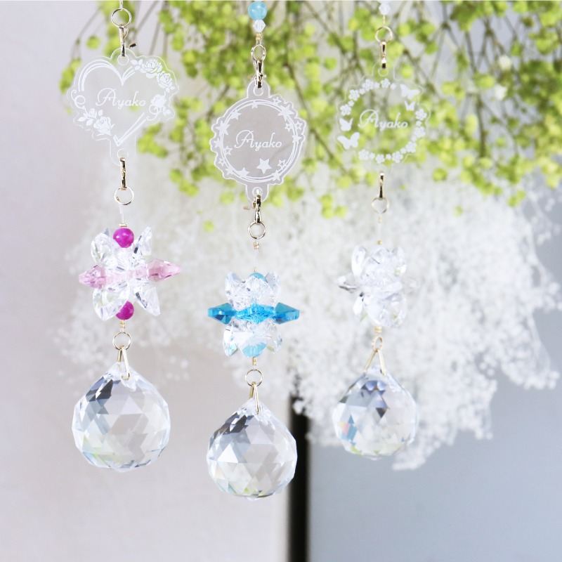 サンキャッチャーローズリース(^-^)コメント頂いた方お値引きします。 楽天市場】サンキャッチャー ストラップ ≪サンキャッチャー≫名入れ